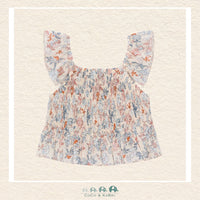 Back view of Mayoral girls salmon and blue floral shirt showing the high-quality tailoring and durable finish | Canada