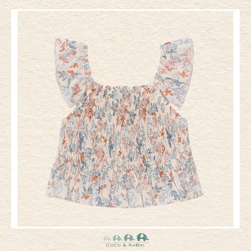 Back view of Mayoral girls salmon and blue floral shirt showing the high-quality tailoring and durable finish | Canada