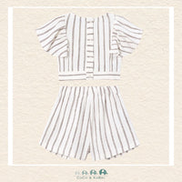 Back view of Mayoral girls striped two-piece set showing the comfortable fit and natural texture | Canada