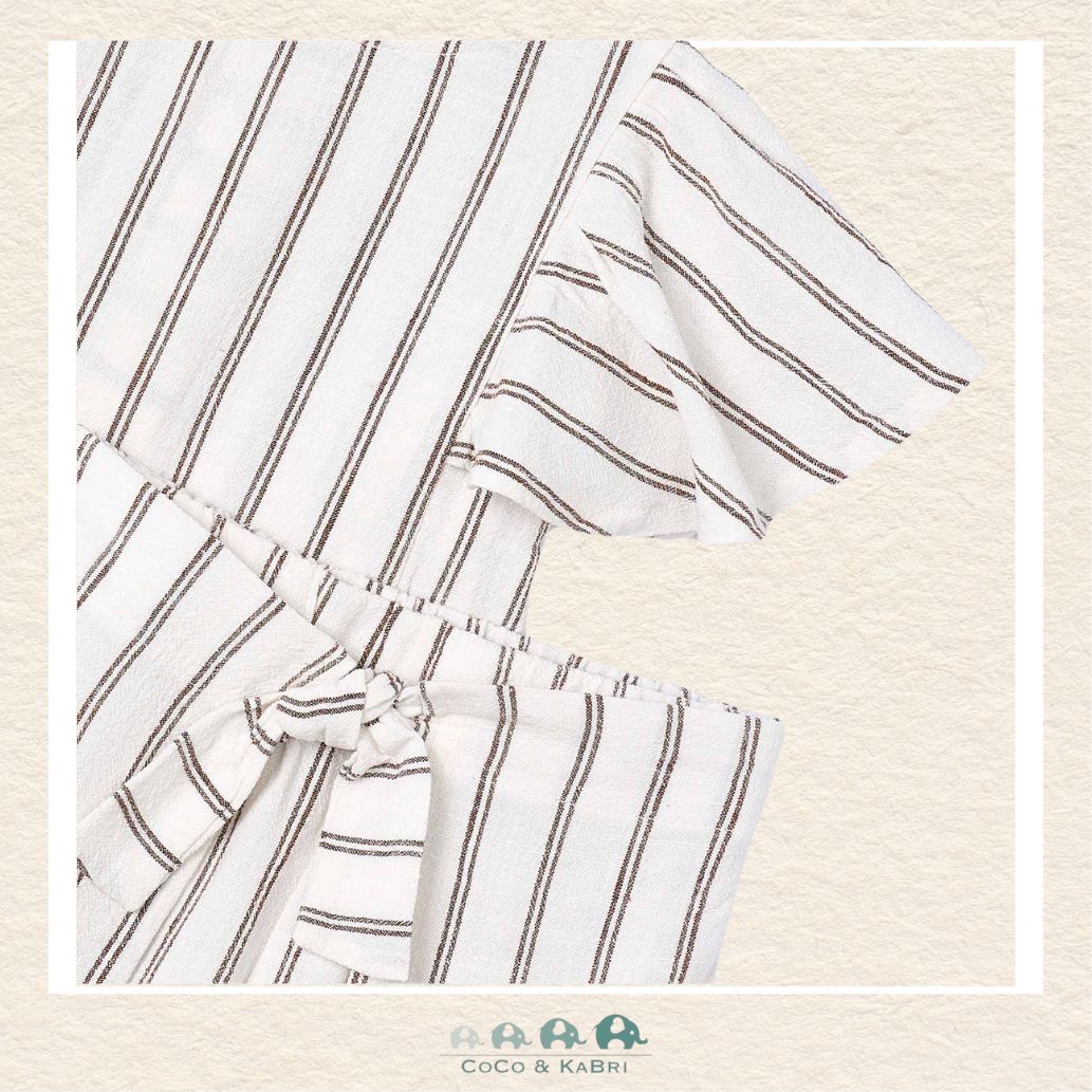 Close-up of Mayoral striped fabric showing the high-quality viscose and linen-blend weave | Canada