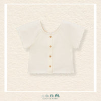 Front view of Mayoral girls crisp white shirt in a durable cotton-polyester-elastane blend for sizes 2-10 | Canada