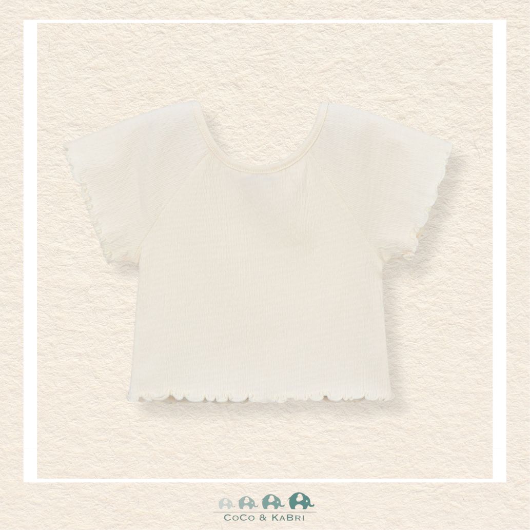 Back view of Mayoral girls white short-sleeve top showing the high-quality construction and polished boutique finish | Canada