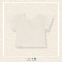 Back view of Mayoral girls white short-sleeve top showing the high-quality construction and polished boutique finish | Canada