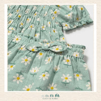 Close-up of Mayoral fabric showing the detailed yellow floral design and soft natural cotton texture | Canada