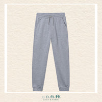 Front view of Mayoral boys heather gray jogging pants featuring a durable cotton-stretch blend for sizes 8-18 | Canada