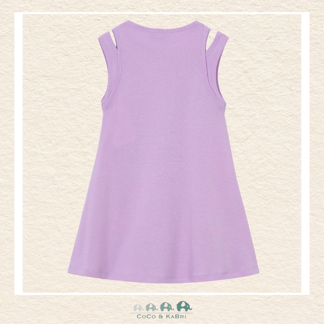 Back view of Mayoral girls lilac dress showing the high-quality cotton finish and comfortable fit | Canada