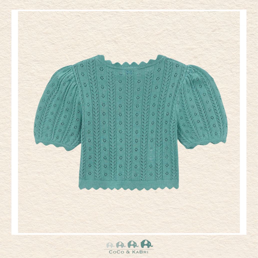 Back view of Mayoral girls soft knit mint top showing the high-quality construction and relaxed boutique fit | Canada