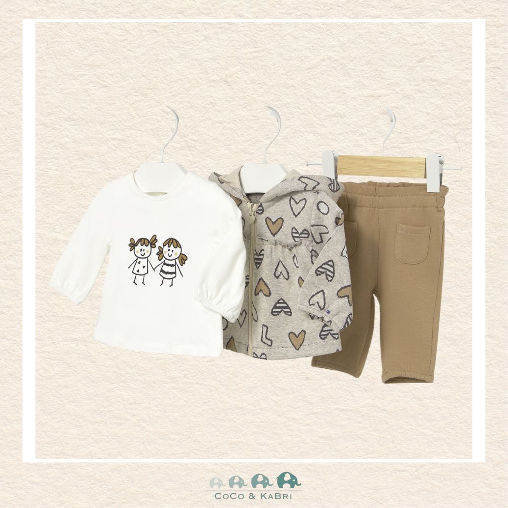 Mayoral Newborn Girl 3 - Piece Set – Heart Hoodie, T-Shirt & Pants, CoCo & KaBri Children's Boutique