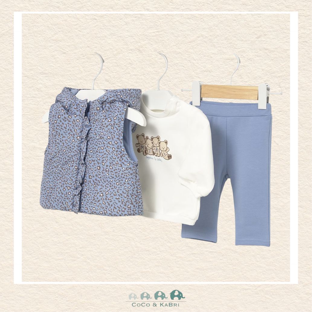 Mayoral Newborn Girl 3 - Piece Set – Hoodie, Vest & Pants - Blue, CoCo & KaBri Children's Boutique