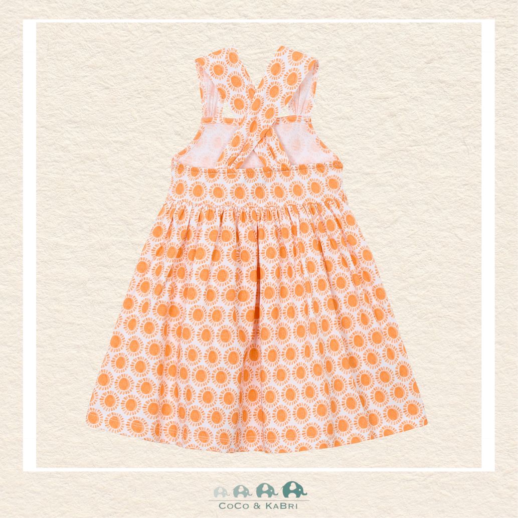 Back view of Mayoral girls orange patterned dress showing the high-quality finish and durable seams | Canada