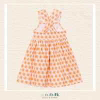 Back view of Mayoral girls orange patterned dress showing the high-quality finish and durable seams | Canada