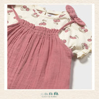 Close-up of Mayoral fabric showing the detailed cherry print and soft, breathable 100% cotton texture | Canada
