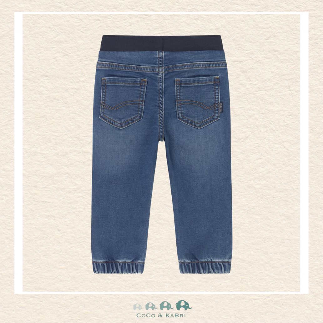 Back view of Mayoral boys denim jogger pants showing the high-quality construction and comfortable stay-put waistband | Canada