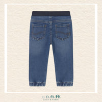 Back view of Mayoral boys denim jogger pants showing the high-quality construction and comfortable stay-put waistband | Canada