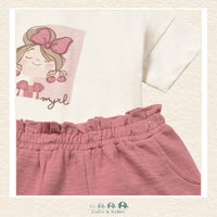 Front view of Mayoral girls featuring a 100% cotton tee and trousers for sizes 6M-4 | Canada