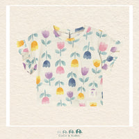 Front view of Mayoral girls tulip t-shirt featuring a colorful floral design in soft-touch cotton for sizes 6M-4 | Canada