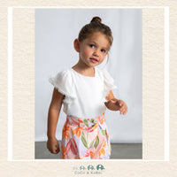 Mayoral Girls White Gauze Blouse on model showing the elegant, airy silhouette and textured finish | Canada