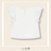 Back view of Mayoral girls white gauze blouse showing the high-quality drape and refined boutique fit | Canada