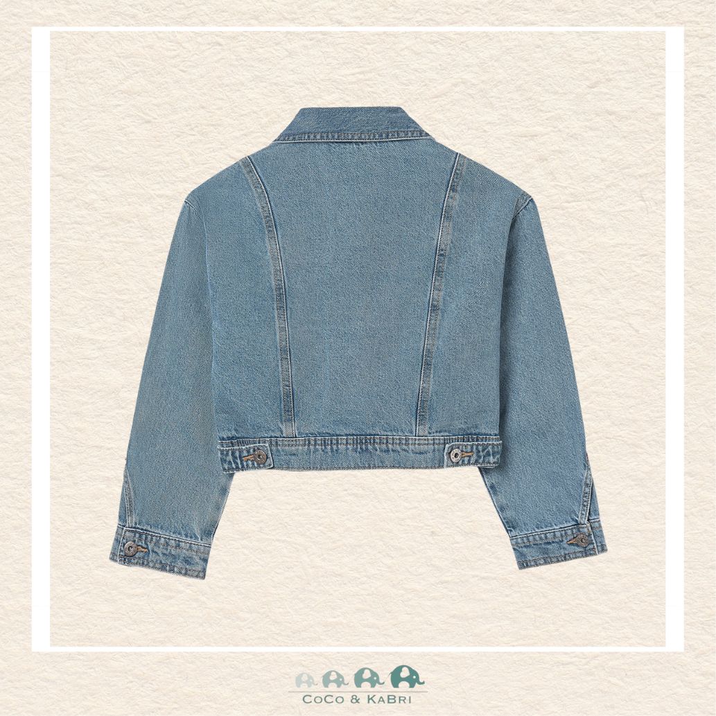 Back view of Mayoral Youth Girls Denim Jacket showing high-quality durable stitching and construction | Canada