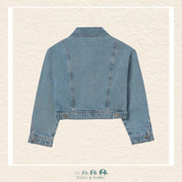 Back view of Mayoral Youth Girls Denim Jacket showing high-quality durable stitching and construction | Canada