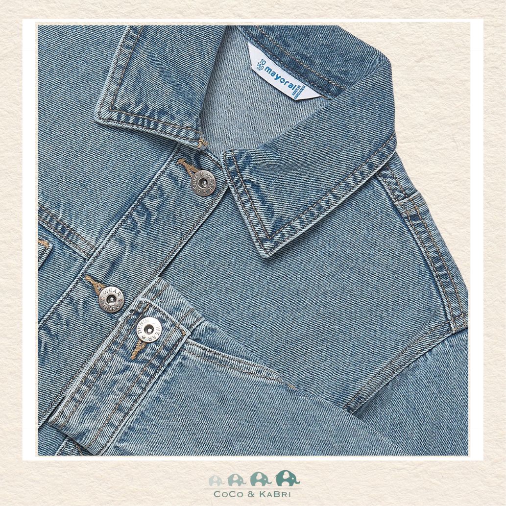 Back view of Mayoral Youth Girls Denim Jacket showing high-quality durable stitching and construction | Canada