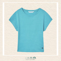 Front view of Mayoral girls jade green shirt in a soft, breathable cotton-stretch blend | Canada
