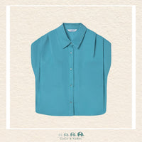 Front view of Mayoral girls jade green sleeveless blouse in a soft, breathable viscose blend | Canada