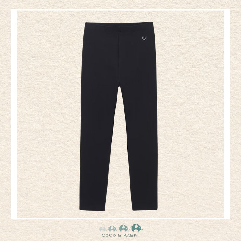 Front view of Mayoral youth girls black leggings featuring a soft 95% cotton-stretch knit and elastic waistband | Canada