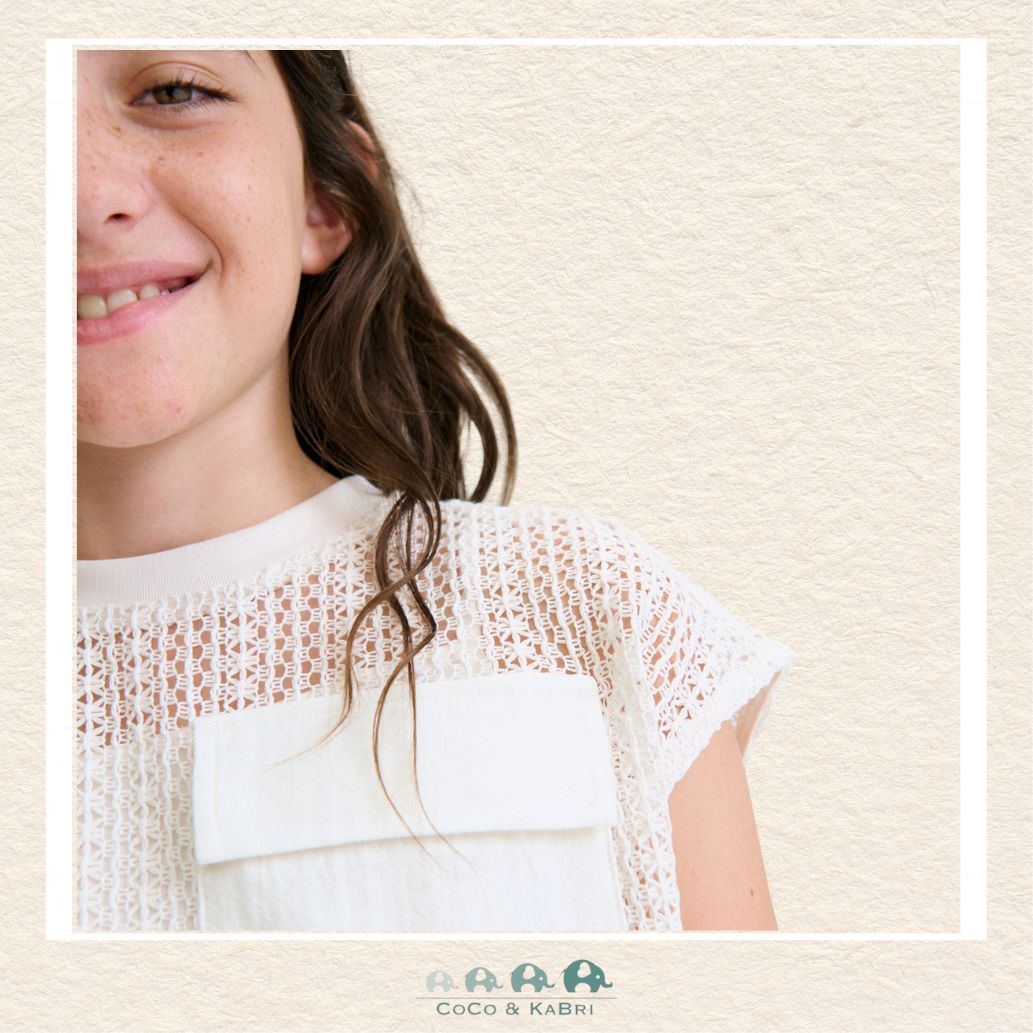 Close Up view of Mayoral girls two-piece set with sleeveless outer shirt and 100% cotton tank | Canada