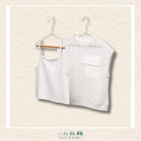 Front view of Mayoral girls two-piece set with sleeveless outer shirt and 100% cotton tank | Canada