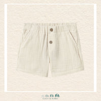 Front view of Mayoral boys wide-leg shorts featuring a 100% cotton Bermuda silhouette for sizes 6M-18M | Canada