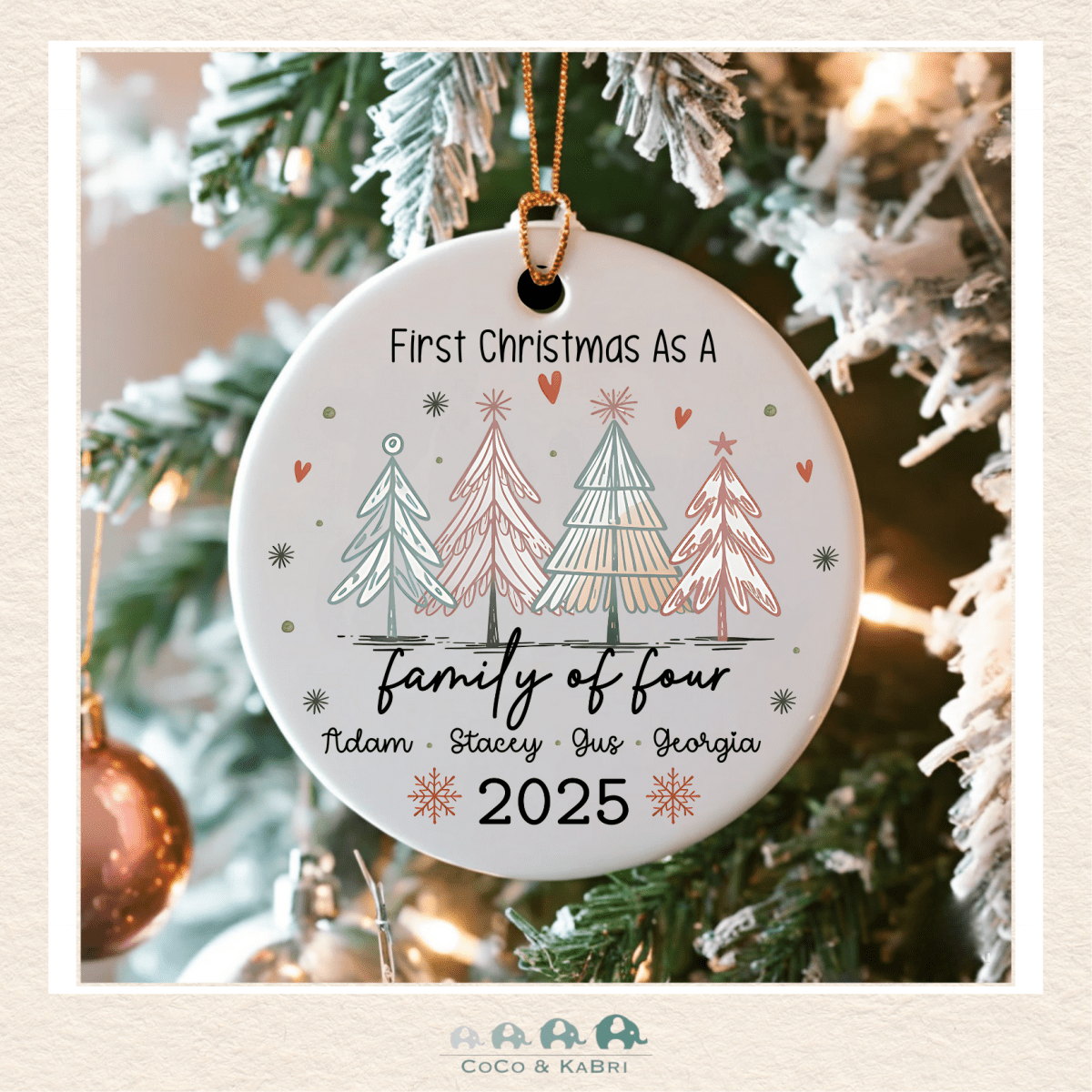 MDF Ornament - First Christmas as Family of 4, CoCo & KaBri Children's Boutique