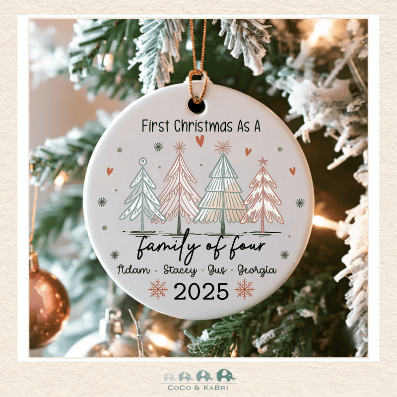 MDF Ornament - First Christmas as Family of 4, CoCo & KaBri Children's Boutique