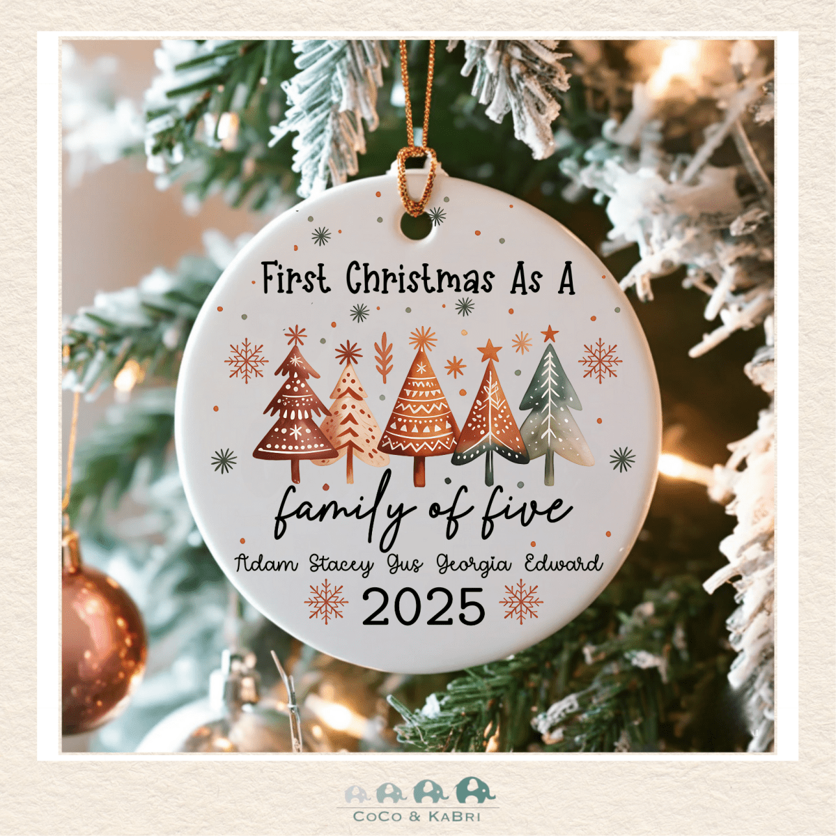 MDF Ornament - First Christmas as Family of 5, CoCo & KaBri Children's Boutique