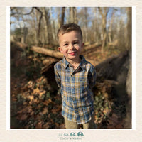 Me & Henry: Atwood Woven Shirt - Blue/Gold Plaid, CoCo & KaBri Children's Boutique