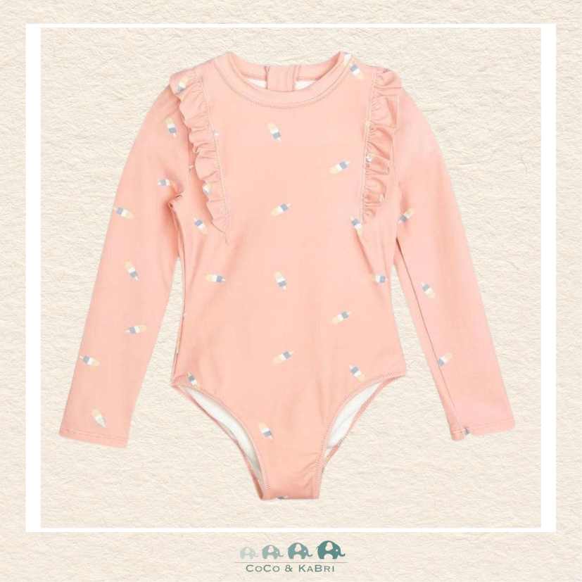Miles the Label: Popsicle Print on Dusty Pink Long-Sleeve One-Piece Swimsuit, CoCo & KaBri Children's Boutique