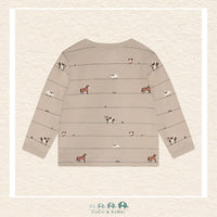 Back view of the Minymo Baby Boy Farm Animal T-Shirt showing the clean, reinforced neckline and the versatile, solid Feather Gray colorway