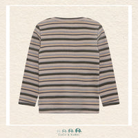 Back view of the Minymo Baby Boy Striped T-Shirt showing the continuous horizontal stripe design and the clean, comfortable neckline finish