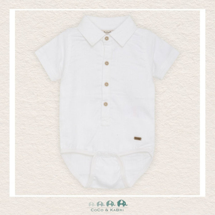 Minymo: Baby Boy White Polo Diaper Shirt, CoCo & KaBri Children's Boutique