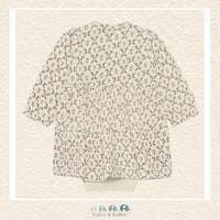 Back view of the Minymo Seedpearl Floral Dress showing the seamless long-sleeve design and the high-quality cotton-stretch knit tailored for active infants