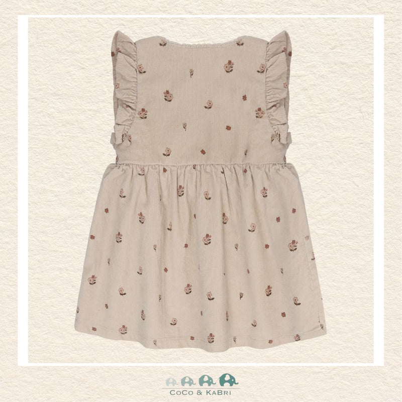 Back view of the Minymo Feather Gray Dress showing the easy-fasten back buttons and the high-quality woven construction tailored for infants and toddlers