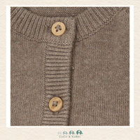 Close-up detail of the Minymo Cardigan highlighting the intricate heart knit design and the high-quality cotton-blend fabric