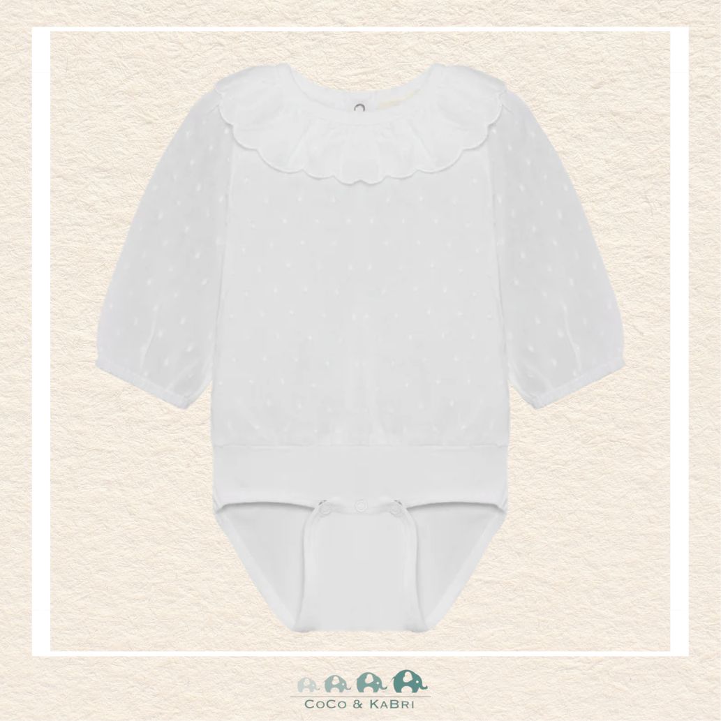 Minymo: Baby Girl Diaper Shirt - Lace Collar, CoCo & KaBri Children's Boutique, Brooks Alberta Canada