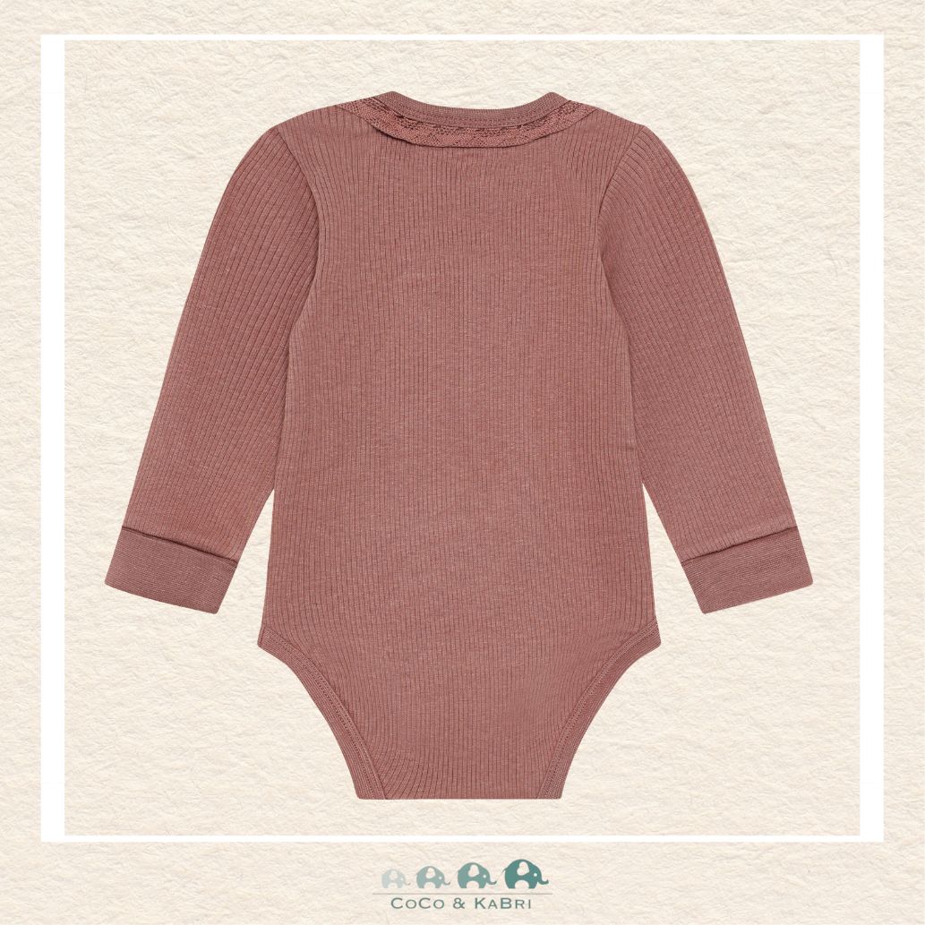 Back view of the Minymo Baby Girl Ribbed Diaper Shirt showing the clean, professional finish and the stretchy, high-quality knit construction