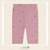 Back view of the baby girl sweat pants demonstrating the clean finish and the durable construction of the premium floral-print knit