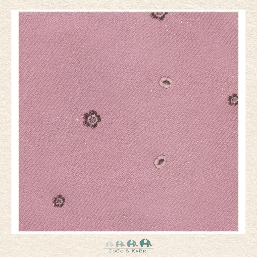 Detailed close-up of the Minymo floral fabric highlighting the premium viscose-cotton blend and the hint of elastane for superior stretch and recovery
