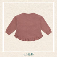 Back view of the Minymo Baby Girl Kitten Sweatshirt showing the continuous all-over print and the high-quality finish of the Burlwood knit