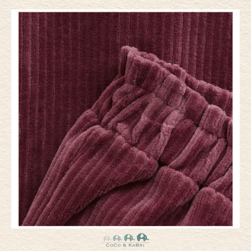 Minymo: Baby Girl Rose Brown Velour Pants, CoCo & KaBri Children's Boutique