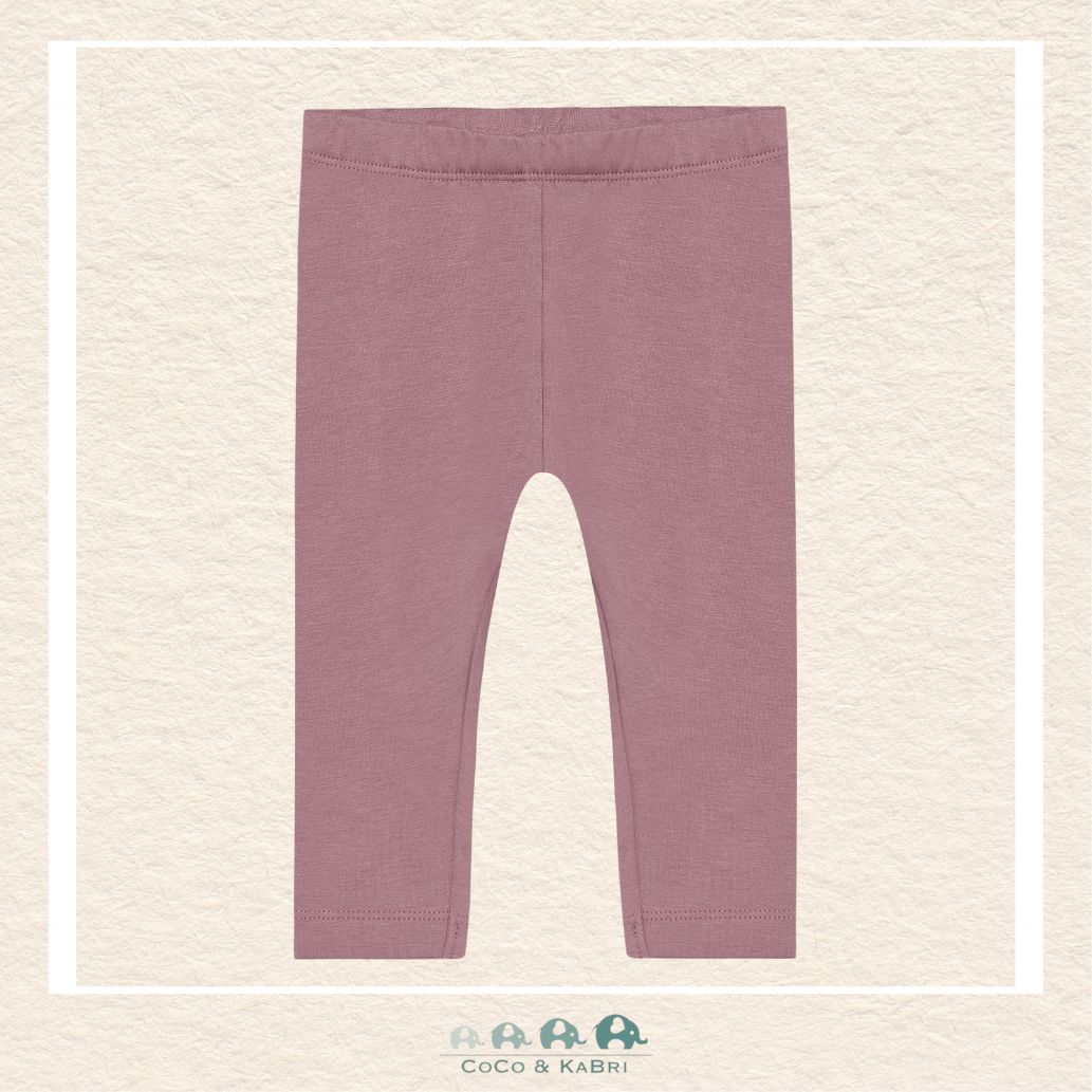 Front view of the Minymo Baby Girl Sweat Leggings featuring a streamlined silhouette and a soft, non-roll elastic waistband