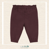Back view of the Minymo Huckleberry Joggers showing the smooth, durable 95% cotton and 5% elastane-knit construction designed for active infants